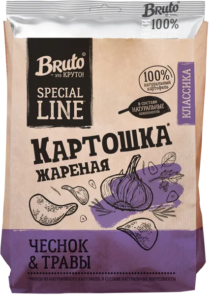 Изображение Чипсы картофельные Бруто чеснок травы Стамба м/у, 120 г