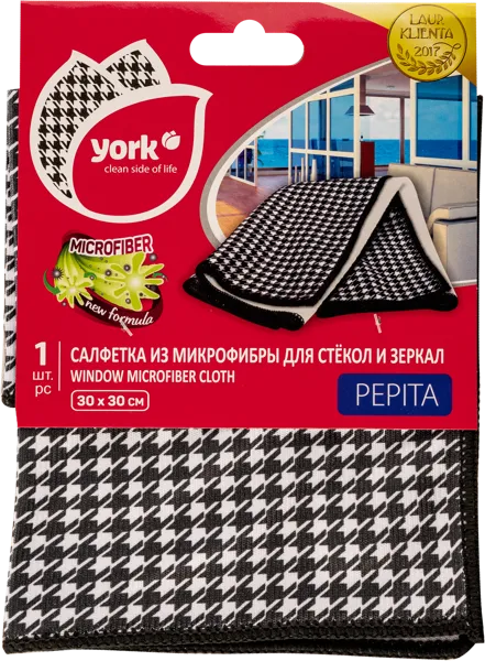 Изображение Салфетка 30см для окон Йорк пепита микрофибра Йорк к/у, 1 шт