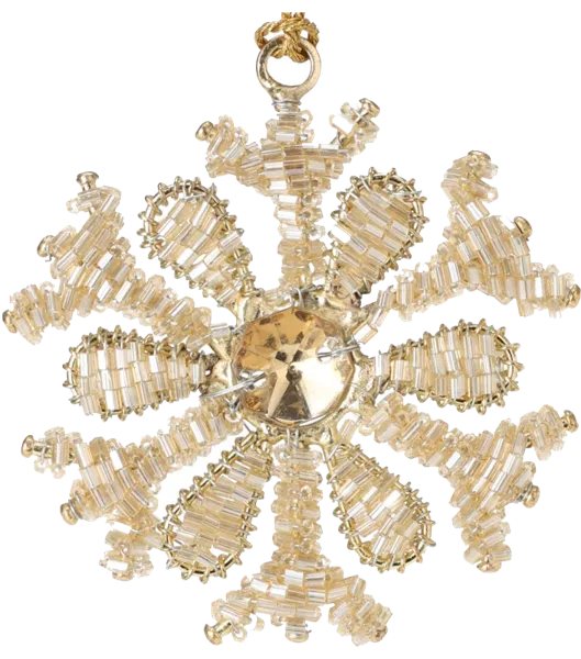 Изображение Подвеска 8см металл Купман снежинка из бусин золотая Купман Интернэшнл , 1 шт