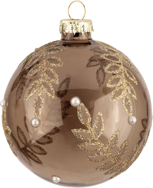 Изображение Шар 8см стекло Купман золотой с веточками Купман Интернэшнл , 1 шт