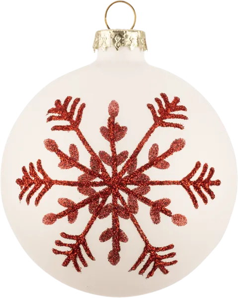 Изображение Шар 8см стекло Купман снежинка белый красный Купман Интернэшнл , 1 шт