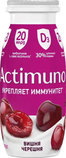 Изображение Напиток 1,5% кисломолочный Актимуно вишня черешня Эйч энд Эн п/б, 95 г
