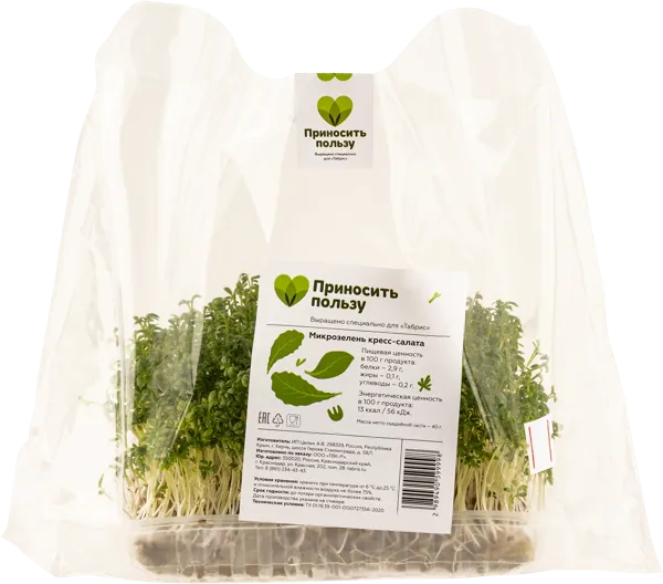 Изображение Микрозелень свежая Табрис кресс-салат Целых А.В. п/у, 40 г