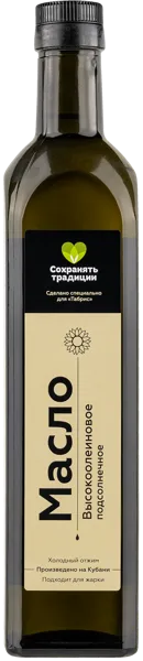 Изображение Масло подсолнечное Табрис высокоолеиновое Натуральные продукты с/б, 500 мл