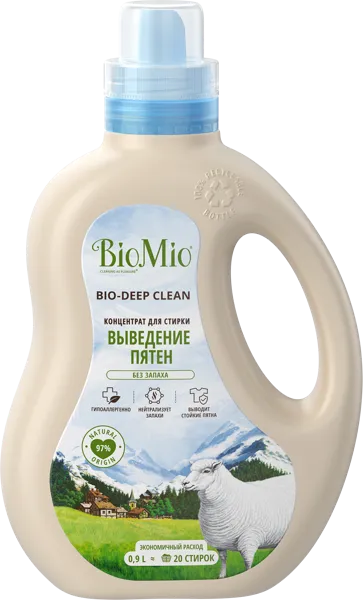 Изображение Средство для стирки жидкое Биомио БИО цветн белое без пятен 2в1 Сплат Косметика п/у, 900 мл