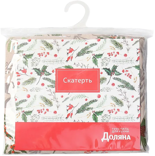 Изображение Скатерть 149*180см Доляна снегири бежевая ИП Симановский Е.А. м/у, 1 шт
