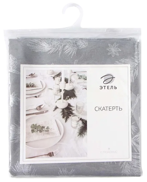 Изображение Скатерть 110*149см Этель серебряные ветки серая ИП Симановский Е.А. м/у, 1 шт