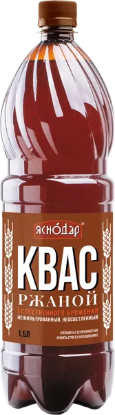 Изображение Квас живого брожения Яснодар ржаной Пересвет п/б, 1,5 л