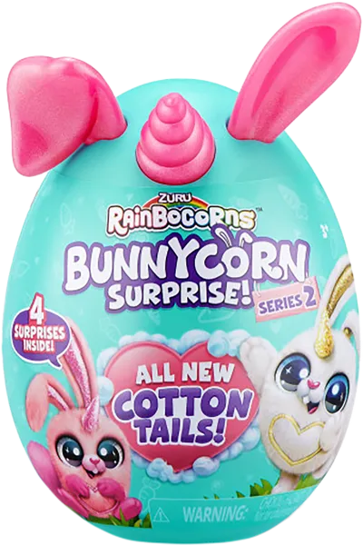 Изображение Игрушка сюрприз в яйце мини Рэйнбокорнс плюш кролик+наклейки Зуру п/у, 1 шт