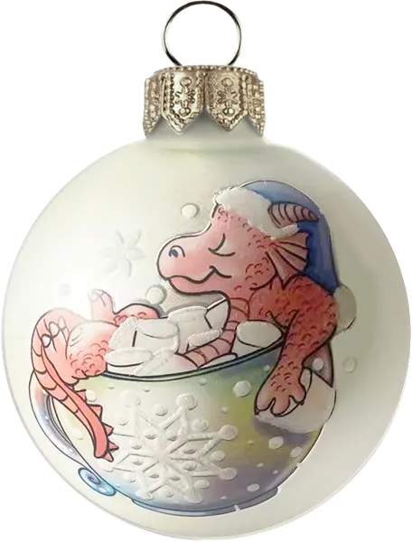 Изображение Шар 8см стекло Мэджик Тайм дракончик в чашке белый Феникс-Презент к/у, 1 шт