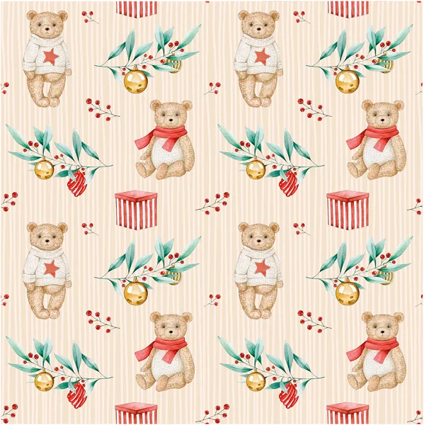 Изображение Бумага 100*70см упаковочная Мэджик Пак мишки сладости кремовая Феникс-Презент , 1 шт