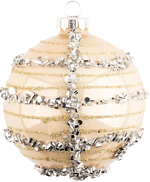 Изображение Шар 8см стекло Хофф кремовый с блестками Хофф Интерьер , 1 шт