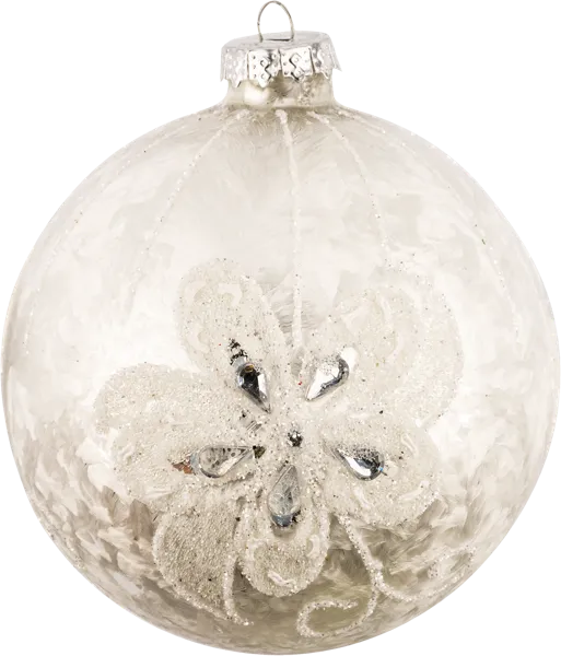 Изображение Шар 10см стекло Хофф белый с росписью Хофф Интерьер , 1 шт