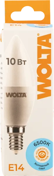 Изображение Лампочка 10Вт Е14 6500К Вольта светодиодная свеча Вольта к/у, 1 шт