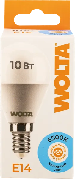 Изображение Лампочка 10Вт Е14 6500К Вольта светодиодная шар Вольта к/у, 1 шт