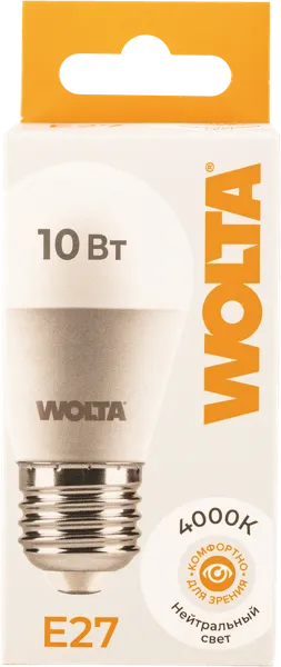 Изображение Лампочка 10Вт Е27 4000К Вольта светодиодная шар Вольта к/у, 1 шт