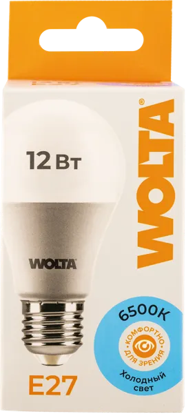 Изображение Лампочка 12Вт E27 6500К Вольта светодиодная груша Вольта к/у, 1 шт