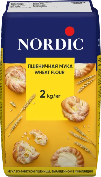 Изображение Мука Пшеничная Нордик Новомосковский мелькомбинат м/у, 2 КГ