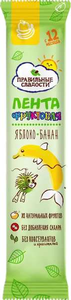 Изображение Пастила с 12 мес Правильные сладости Лента яблоко банан Пермская КФ м/у, 15 г
