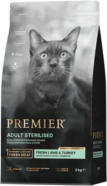 Изображение Корм для стерилиз кошек Премьер ягненок индейка Юнайтед Петфуд м/у, 2 КГ