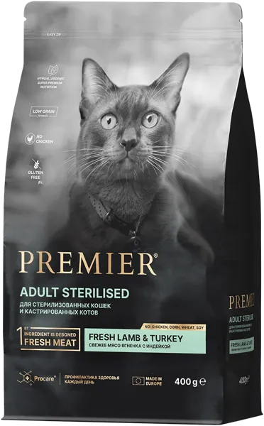 Изображение Корм для стерилиз кошек Премьер ягненок индейка Юнайтед Петфуд м/у, 400 г
