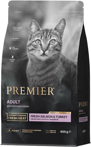 Изображение Корм для кошек Премьер филе лосося индейка Юнайтед Петфуд м/у, 400 г