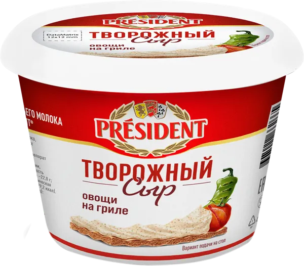 Изображение Сыр 54% творожный Президент овощи на гриле Ефремовский МСК п/б, 140 г