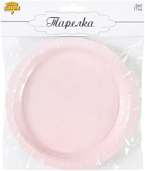 Изображение Одноразовая посуда 17см Веселая затея тарелка пастель розовая Веселая затея кор, 6 шт