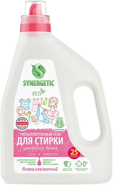 Изображение Средство для стирки жидкое Синергетик БИО цветное белье Синергетик п/у, 1,5 л