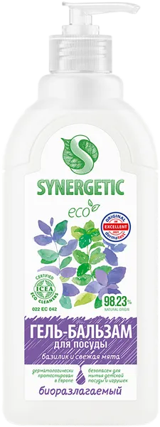 Изображение Средство для мытья посуды Синергетик БИО базилик и свежая мята Синергетик п/у, 500 мл
