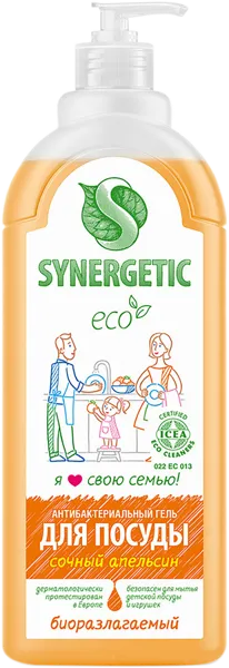 Изображение Средство для мытья посуды Синергетик БИО сочный апельсин Синергетик п/у, 1 л