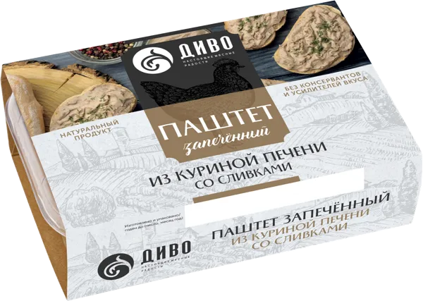 Изображение Паштет запеченный со сливками Диво из куриной печени Диво ООО п/у, 180 г