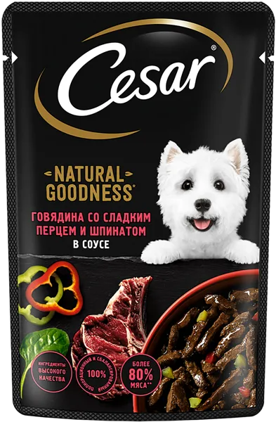 Изображение Корм для собак Цезарь говядина паприка шпинат Марс м/у, 80 г