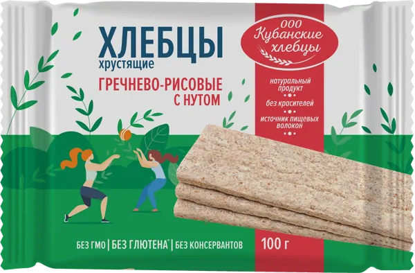 Изображение Хлебцы гречнево-рисовые Кубанские хлебцы нут без глютена Кубанские хлебцы м/у, 100 г