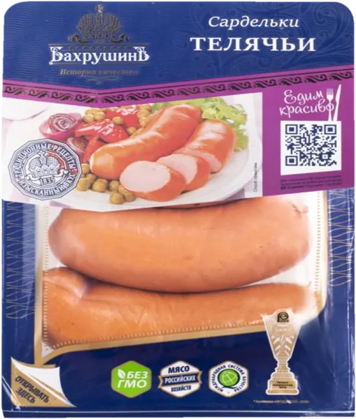 Изображение Сардельки Бахрушинъ телячьи ООО "Мясокомбинат ЭКО" п/у, 500 г