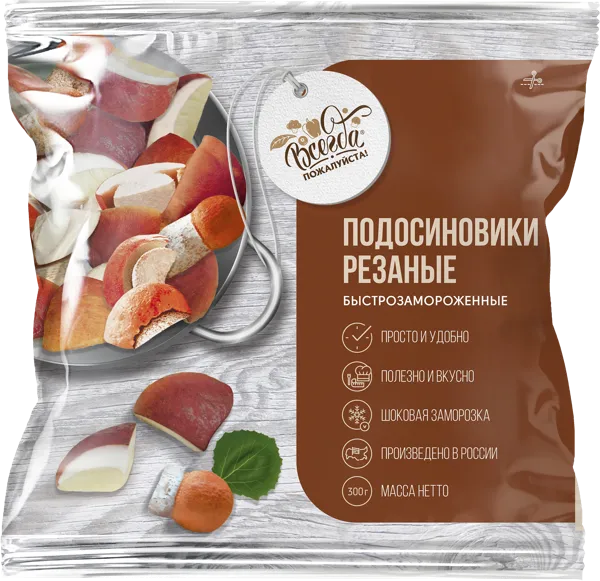 Изображение Грибы замороженные Всегда пожалуйста подосиновики ООО ПК ЭкоРесурс м/у, 300 г