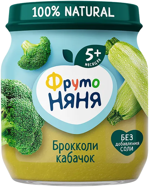 Изображение Пюре овощное с 5 мес Фрутоняня брокколи кабачок Прогресс с/б, 110 г