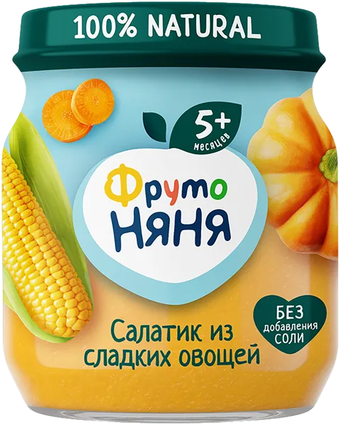 Изображение Пюре овощное с 5 мес Фрутоняня Салатик из сладких овощей Прогресс с/б, 110 г
