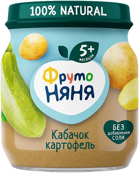 Изображение Пюре овощное с 5 мес Фрутоняня кабачок картофель Прогресс с/б, 110 г