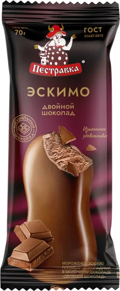 Изображение Мороженое эскимо Пестравка двойной шоколад Купинское мороженое м/у, 70 г