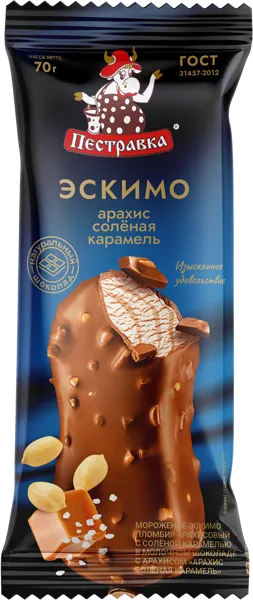 Изображение Мороженое эскимо Пестравка Арахис и соленая карамель Купинское мороженое м/у, 80 г