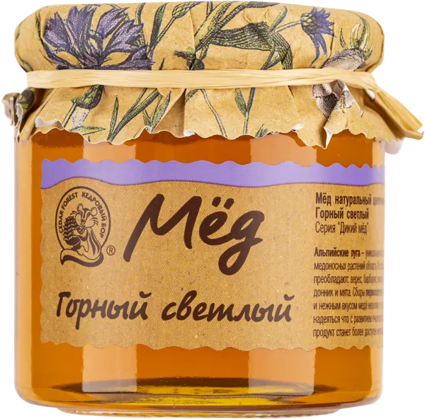 Изображение Мед цветочный Кедровый бор горный светлый Тайга-Продукт с/б, 245 г