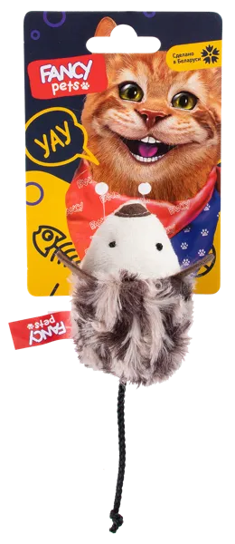 Изображение Игрушка 7см для котов Фэнси петс мышь с пищалкой мягкая Волшебный осстров к/у, 1 шт