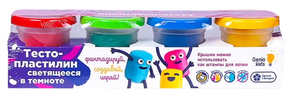 Изображение Набор для лепки Дженио Кидс Арт 4 цвета светящиеся Страна игрушек к/у, 1 шт