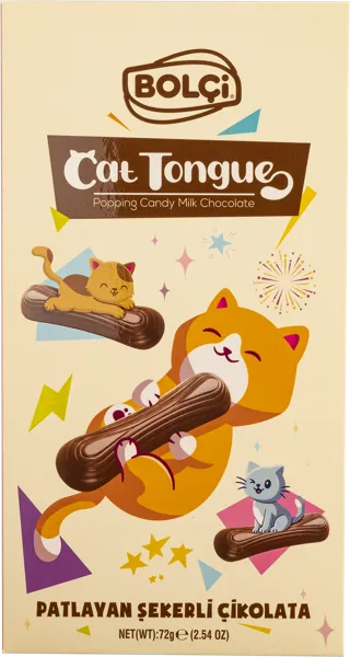 Изображение Шоколад молочный 30% Болчи кошачьи язычки с взрывной карамелью Болчи Чиколата м/у, 72 г