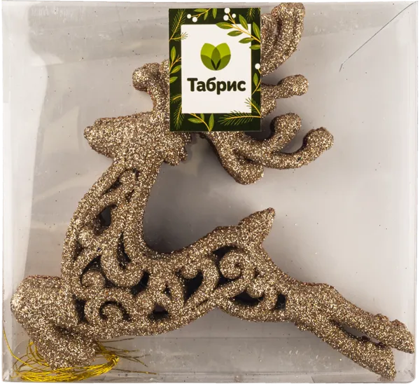 Изображение Елочное украшение 13,5см Игл Гифтс олень золотой с блестками Игл Гифтс п/у, 4 шт