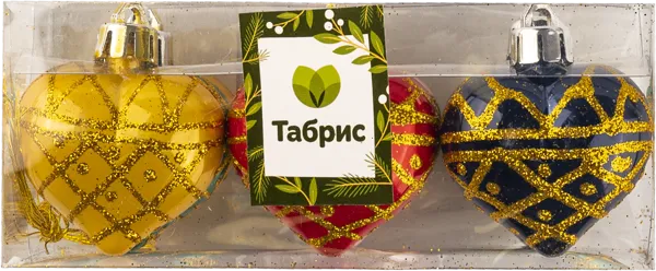 Изображение Елочное украшение 5см пластик Игл Гифтс сердце цветное Игл Гифтс п/у, 9 шт