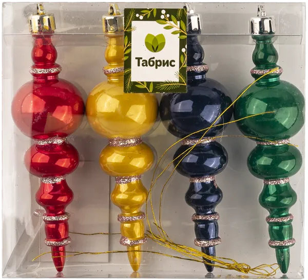 Изображение Елочное украшение 12,5см Игл Гифтс сосулька цветная Игл Гифтс п/у, 4 шт