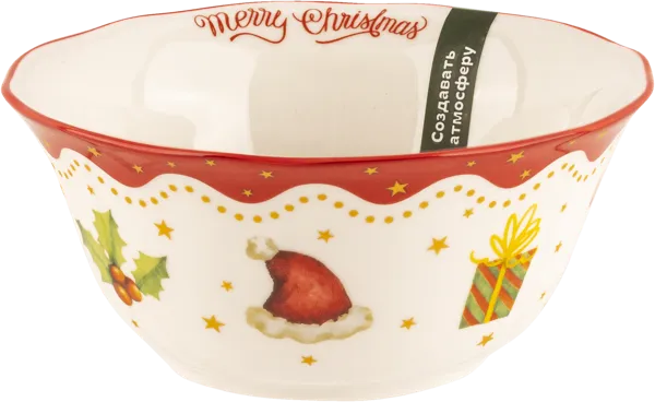 Изображение Салатник 12см красно-белый Табрис новогодние мотивы подарки Ловингхоум , 1 шт