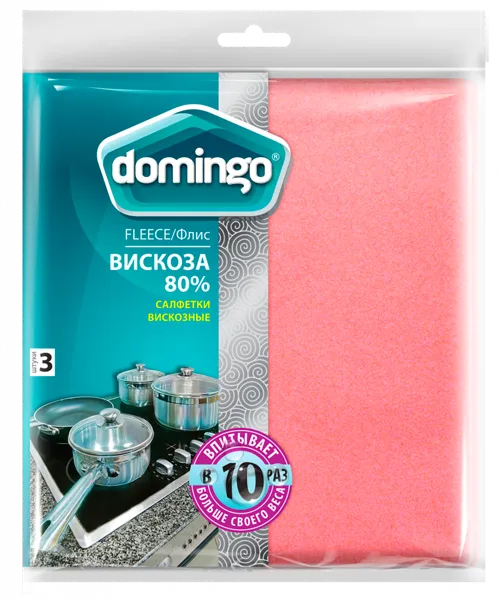 Изображение Салфетка 38*38см для уборки Доминго флис вискоза Доминго м/у, 3 шт